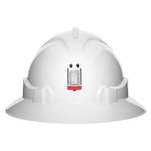 V6 Hard Hat Vented Full Brim + Lamp Bracket Ratchet Harness - White