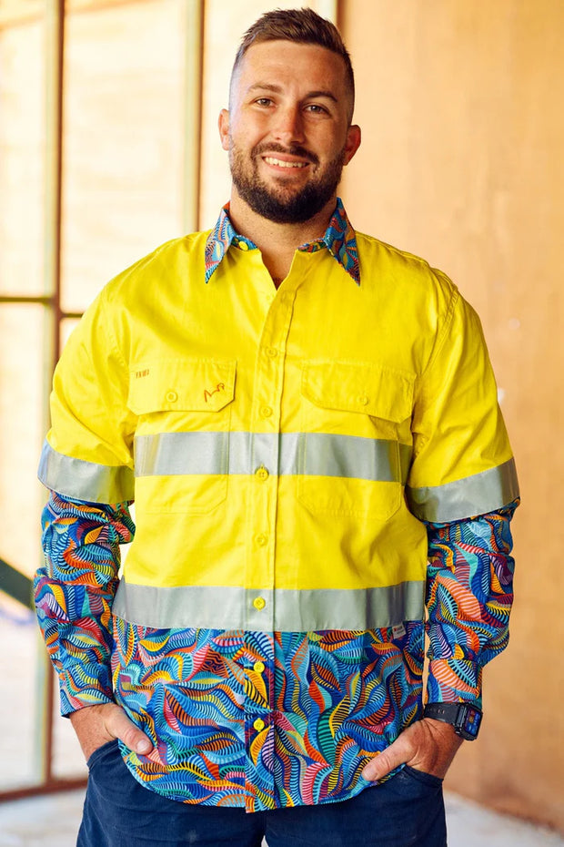 Men’s Snazzy Yellow Hi Vis 2.0 Full Button Work Shirt 21647